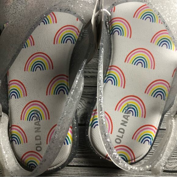 Old Navy Toddler Girl Glitter Rainbow Print Double Ankle  Strap Sandals Sz 11 - Picture 3 of 9